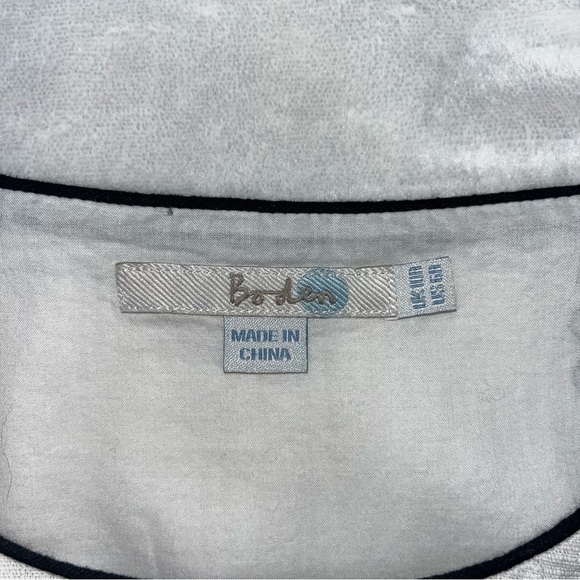 BODEN Black White Sheath Dress Sleeveless Sz US 6R Embroidered Designs Cotton - Picture 5 of 11